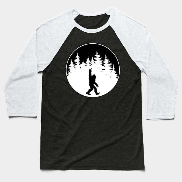 Yeti Bigfoot Sasquatch Circle Baseball T-Shirt by TheBadNewsB